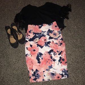 Floral pencil skirt